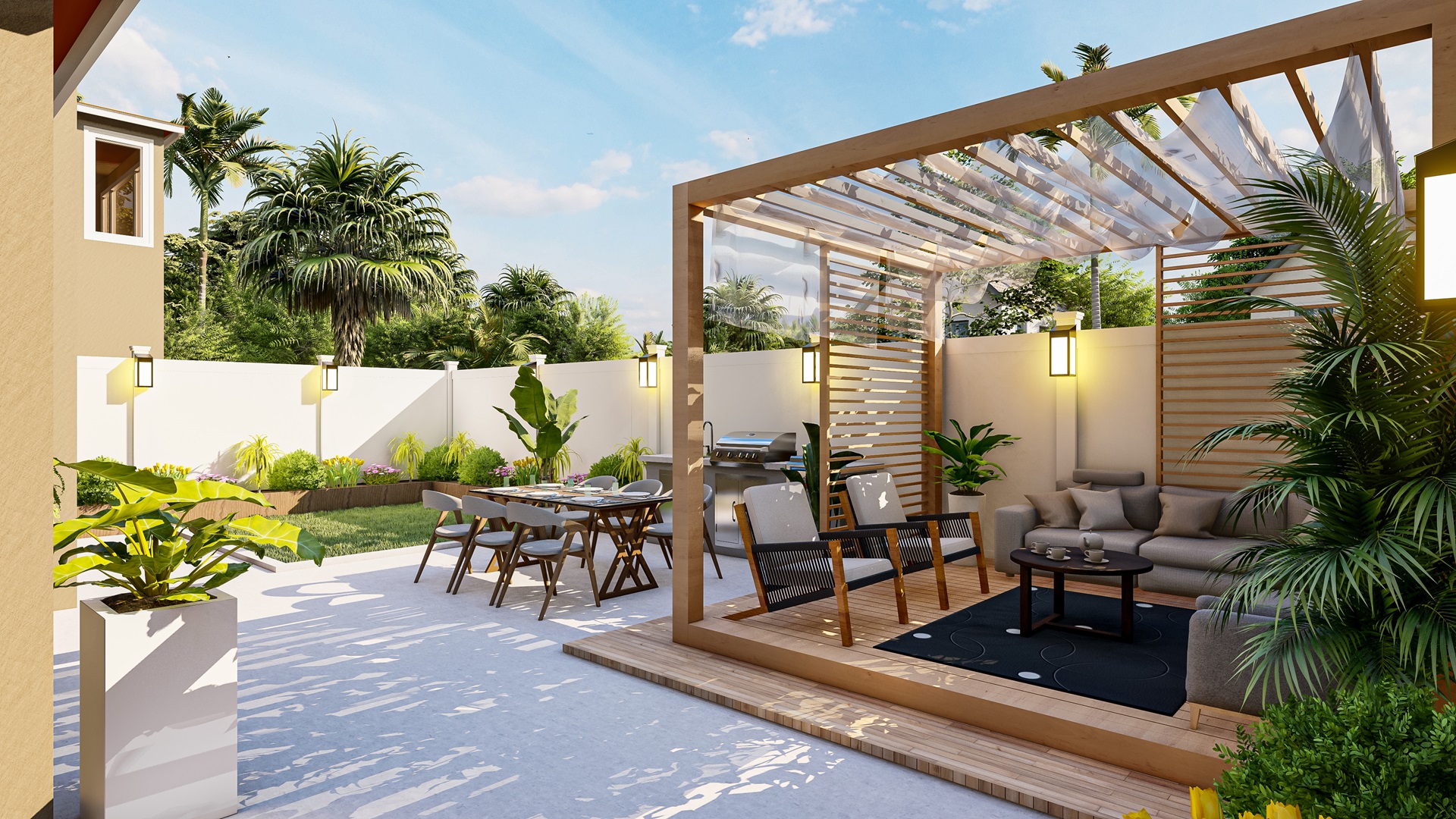 Outdoor master planning — luxury hardscape and softscape design